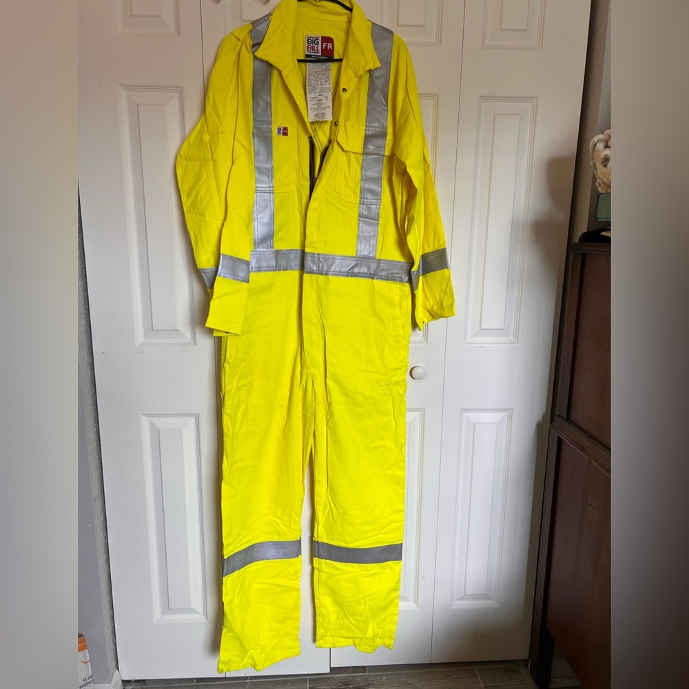 High-Visibility Yellow Coverall with Reflective Stripes